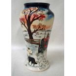 A Moorcroft pottery Vase of baluster form decorated by Anji Davenport with a winter scene of sheep