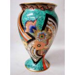 A Carlton Ware Jazz style Vase, shape 496, pattern number D/3335, 3700, decorated with gilt