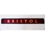 Double sided maroon carriage board 'Bristol/Leicester', 71cm long