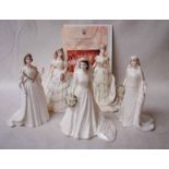 A collection of five limited edition Coalport bone china Figures depicting Royal Brides: Queen