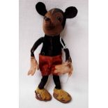 An early Mickey Mouse fabric toy possibly by Deans Ragbook, 21cm high