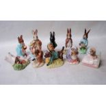 A collection of ten Royal Albert Beatrix Potter figures including: Benjamin Wakes Up, Mrs Rabbit