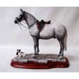 A Border fine Arts model of a grey horse and jack russell, number B0924A Faithful Friends by Anne