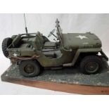 A scratch built 1/8th scale model of a US Army Willys Jeep, very good reconstruction in brass and