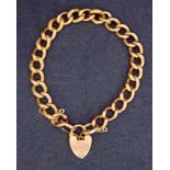 A 9ct gold chain bracelet with heart clasp fastener, 13.8g