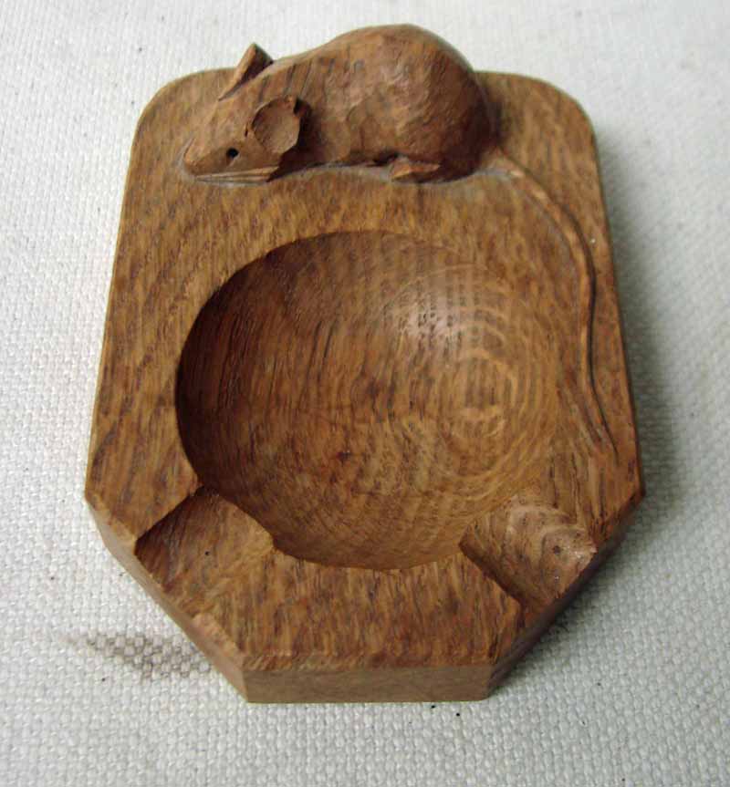 Robert 'Mouseman' Thompson of Kilburn, a rectangular oak ash tray, canted corners to front, circular