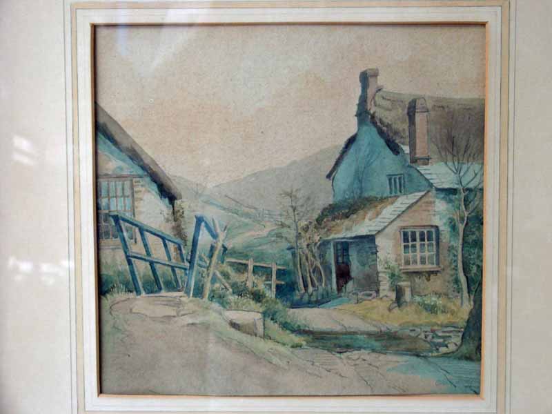 Olive Wharry (1886-1947), Devon Village Lane by a Ford, signed watercolour, 24cm by 24cm Note: Olive