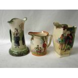 Royal Doulton Series Ware, three handled jugs: Robin Hood D3751, 20cm high; Wedlocks Joys D2398,