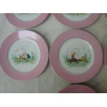 An unusual set of seven 19th century porcelain plates