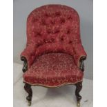 A Victorian mahogany and upholstered Nursing chair