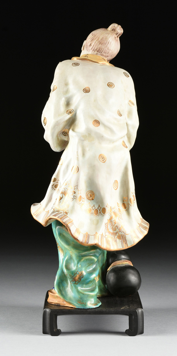EUGENIO PATTARINO (Italian 1885-1971) A GLAZED TERRA COTTA FIGURE OF A CHINESE MAN, FLORENCE, ITALY, - Image 6 of 10