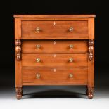AN AMERICAN CLASSICAL STYLE CHERRY CHEST OF DRAWERS, CIRCA 1830-1850, with projecting top drawer