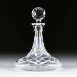 A CUT CRYSTAL SHIP'S DECANTER, 20TH CENTURY, of traditional form and cut decoration with radiating