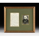 A HANDWRITTEN NOTE SIGNED BY EDOUARD MANET AND PHOTOGRAPHIC PRINT BY NADAR, CIRCA 1878, framed, a