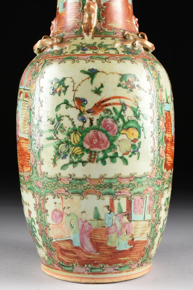 A PAIR OF CHINESE EXPORT PORCELAIN "ROSE MEDALLION" PATTERN VASES, 20TH CENTURY, each of baluster - Image 7 of 13