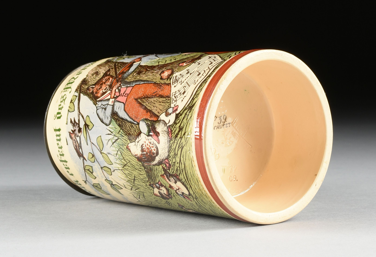 A VILLEROY & BOCH TRANSFER PRINTED STONEWARE AND PEWTER STEIN, METTLACH, GERMANY, 1909, model 1909 - Image 7 of 8