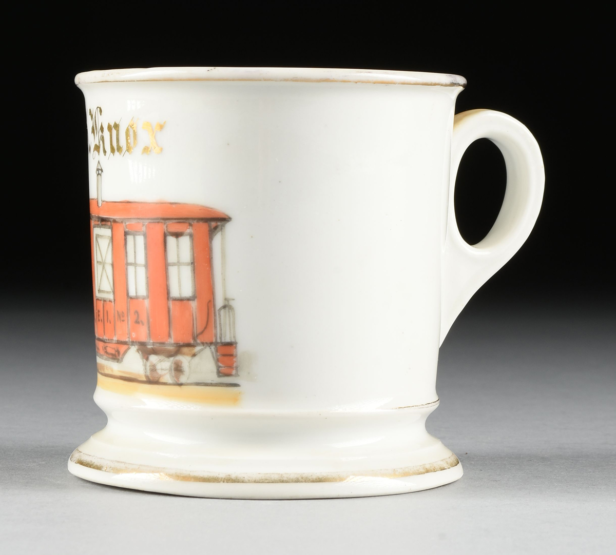 A CHARLES FIELD HAVILAND PORCELAIN OCCUPATIONAL SHAVING MUG -- CHICAGO AND EASTERN ILLINOIS RAILROAD - Image 3 of 4