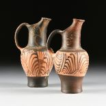 A PAIR OF ETRUSCAN STYLE BLACK FIGURE TREFOIL OINOCHOES (WINE JUGS), 20TH CENTURY, each of