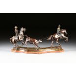 RICK TERRY (American 20th Century) A LIMITED EDITION BRONZE SCULPTURE, "Partners in Time," signed,