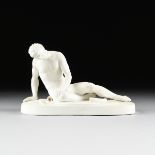 A GERMAN BISQUE PORCELAIN FIGURE OF "THE DYING GAUL, 20TH CENTURY, the figure based on an ancient