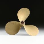 AN AMERICAN BRASS PROPELLER, MID 20TH CENTURY, with three blades, marked "1148 Michigan MD