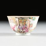 A CHINESE EXPORT PORCELAIN POLYCHROME ENAMEL AND GILT DECORATED TEA CUP, CIRCA 1790-1810, with