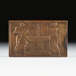 A GUSTAV ADOLF BREDOW (German 1875-1950) A BRONZE PLAQUE "IN ARTE LIBERTAS," 1910, the light brown