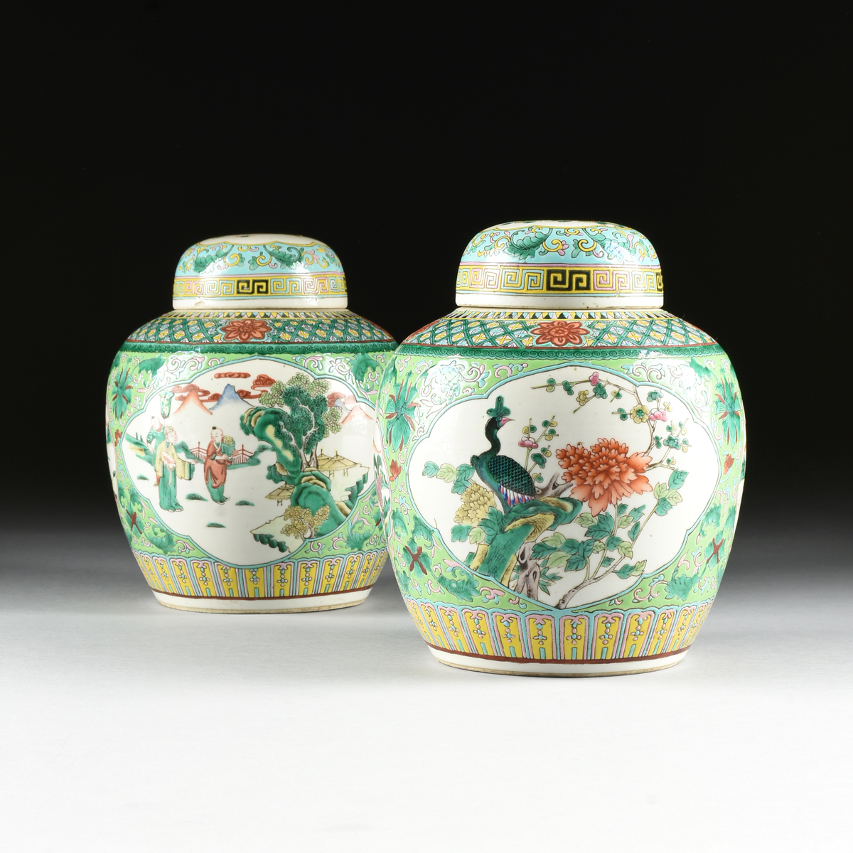 A PAIR OF CHINESE "FAMILLE VERTE" PORCELAIN GINGER JARS WITH LIDS, REPUBLIC PERIOD CIRCA 1917- - Image 3 of 14