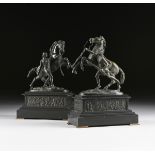 A PAIR OF BALDUC FRERES (attributed) PATINATED METAL SCULPTURES, "THE MARLY HORSES," PARIS,