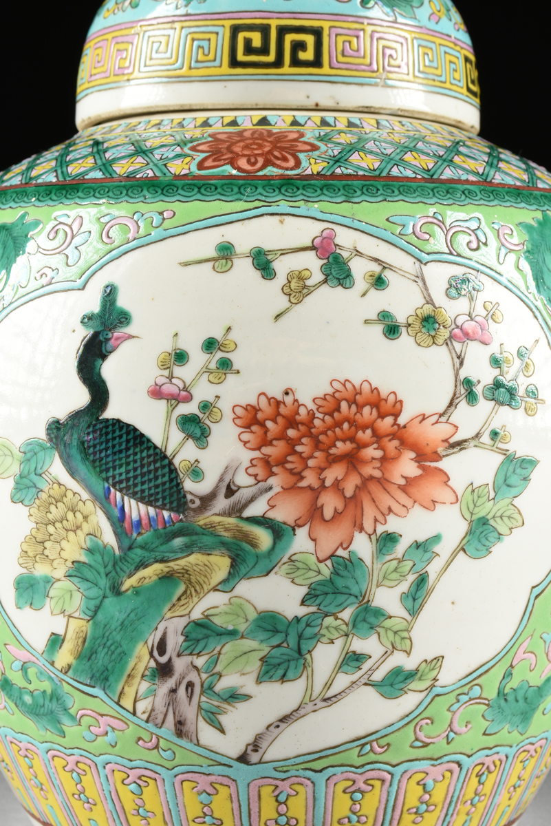 A PAIR OF CHINESE "FAMILLE VERTE" PORCELAIN GINGER JARS WITH LIDS, REPUBLIC PERIOD CIRCA 1917- - Image 5 of 14