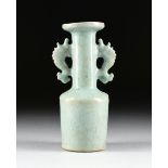 A CHINESE SUNG STYLE GLAZED CELADON WARE VASE, REPUBLIC PERIOD, CIRCA 1917-1949, of bottle form with