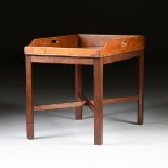 A MAHOGANY SERVING TRAY ON STAND, 19TH/20TH CENTURY,