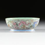 A CHINESE EXPORT PORCELAIN OVAL FOOTED BOWL, REPUBLIC PERIOD, LATE 19TH CENTURY, the exterior with