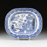 A VINTAGE RIDGWAYS BLUE AND WHITE WILLOW WARE MEAT PLATTER, MID 20TH CENTURY, the transfer ware