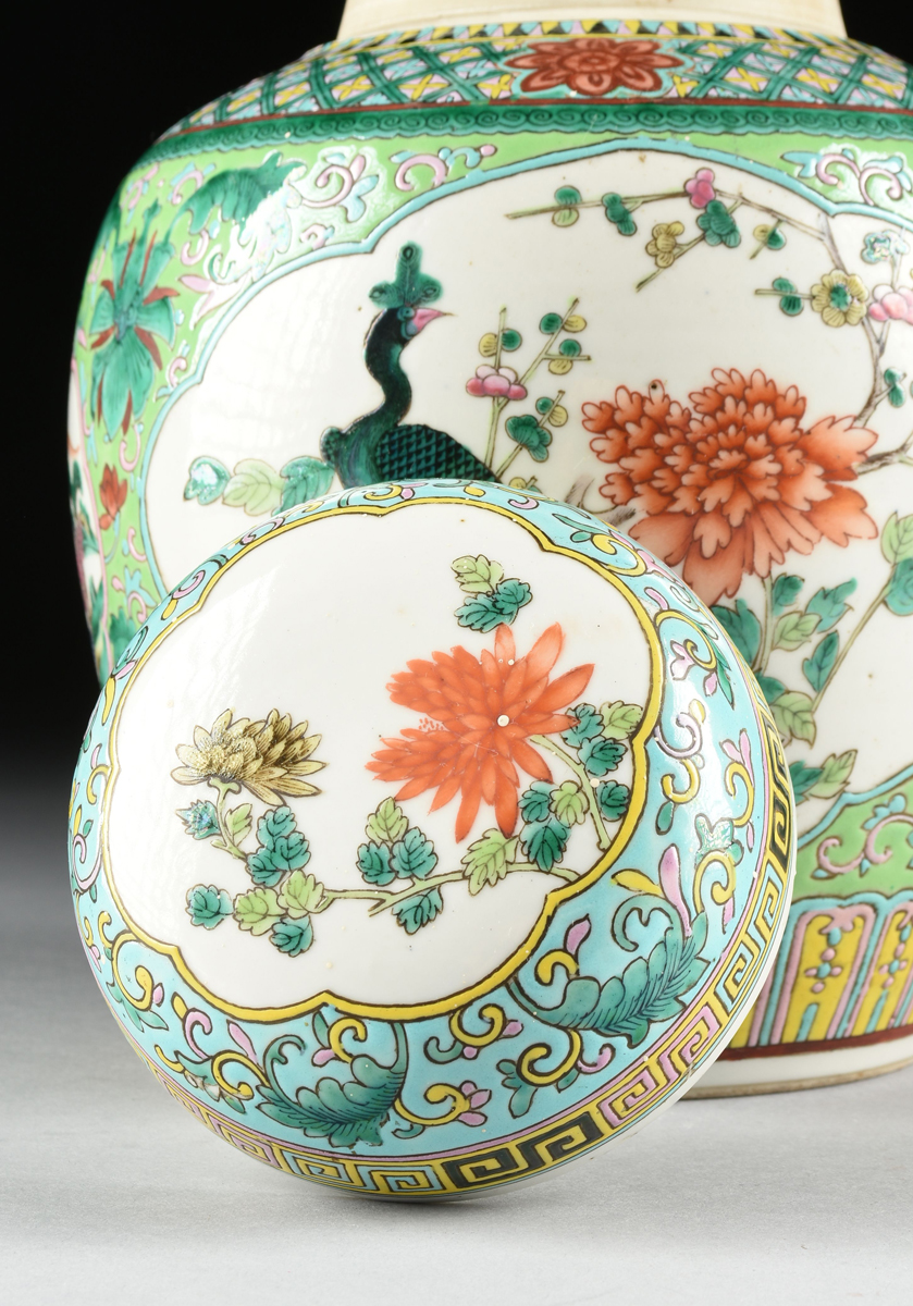 A PAIR OF CHINESE "FAMILLE VERTE" PORCELAIN GINGER JARS WITH LIDS, REPUBLIC PERIOD CIRCA 1917- - Image 8 of 14