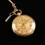 AN 18K YELLOW GOLD KEY WIND FULL HUNTER POCKET WATCH, JOHN HARRISON, LIVERPOOL, ENGLAND, movement