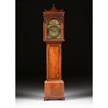 A GEORGE III INLAID MAHOGANY LONG CASE CLOCK, LATE 18TH/19TH CENTURY, the arched pediment with