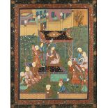 A PAINTING, PERSIAN, SAFAVID DYNASTY (1501-1736) STYLE, in the 16th century taste, gouache and