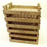 Six old wooden apple trays/fruit boxes, 32 x 18" approx