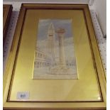 Thomas S Elgood - watercolour San Marco Piazza, Venice - 27 x 14cm