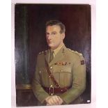 An army oil on canvas self portrait Captain John David Johnson RA and a quantity of ephemera