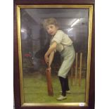 A Victorian Pears print boy with cricket bat, 69 x 47cm