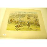 Three mid 19th century horse racing prints at Newmarket, by Charles Hunt (unframed)