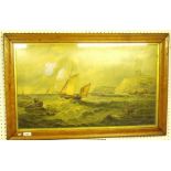 A Victorian shipping print in maple frame - 40 x 70cm