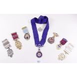 Seven masonic medals including two silver ones