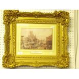 A print of a Market Square by Louise Rayner in gilt frame - 16 x 24cm