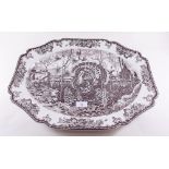 A Wedgwood large brown printed 'Turkey' meat plate