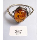 A silver and amber bracelet in Art Nouveau style