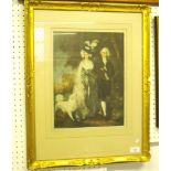 A print after Gainsborough lady and gentleman with dog - 34 x 26cm