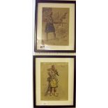 A pair of Snaffles hand coloured war prints 'Jock - a kilted sergeant lights his pipe' and Jock -